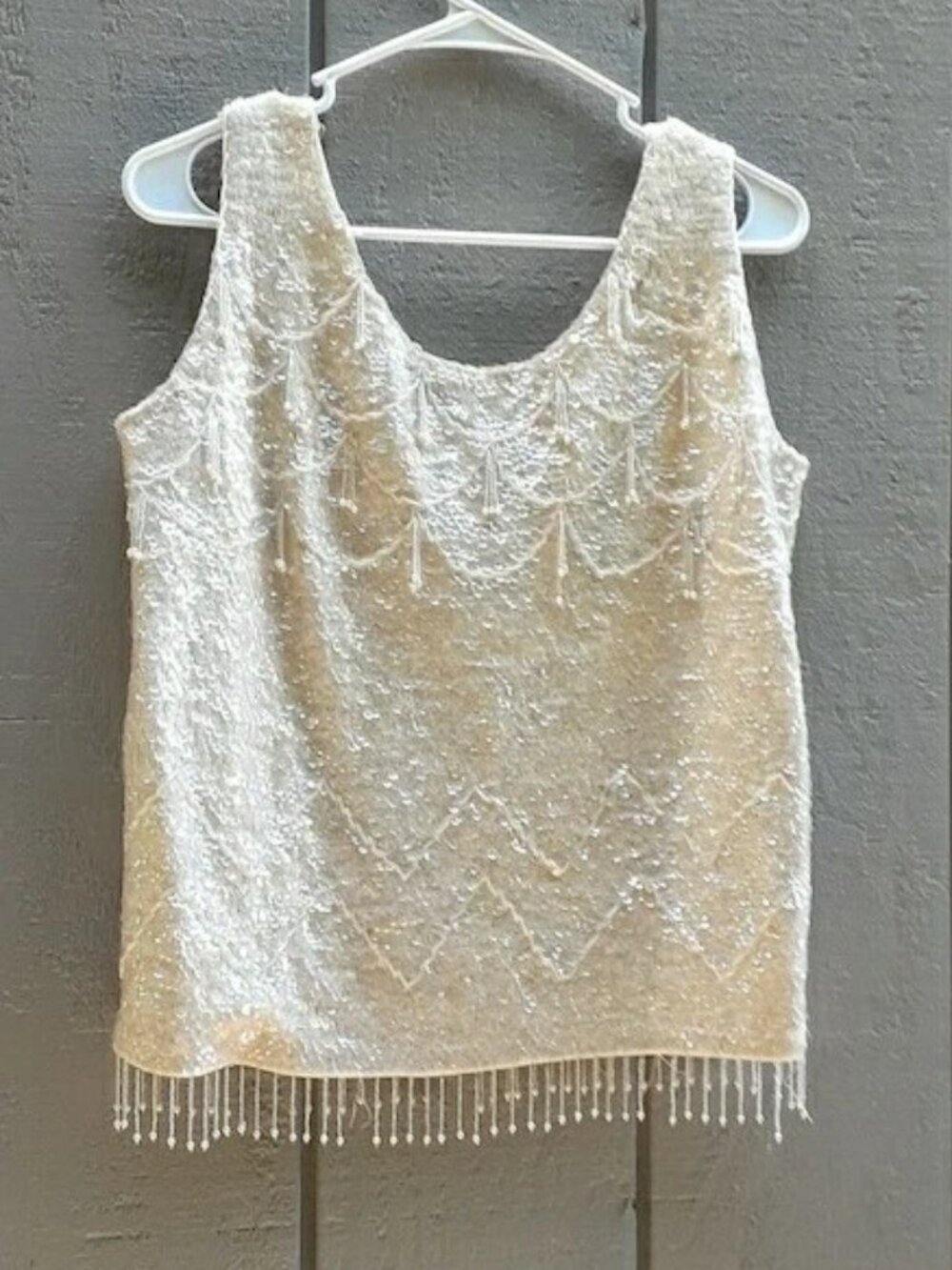 Vtg 1960s Wool Sequin Beaded Top Tassel Fringe Glamorous Fancy True Vintage M